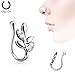 Inspiration Dezigns Faux Olive Branch CZ Paved Leaves Non Piercing Nose Clip On Ring