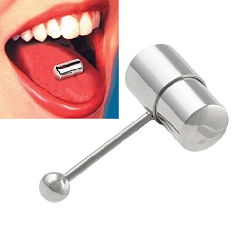 BESTOYARD Stainless Steel Vibrating Tongue Ring Barbell Tongue Piercing
