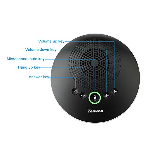 Tenveo USB Speakerphone - Speaker for 8-10 People Business Conference Phone 360°Voice Pickup 4 AI Microphones USB Skype Speakerphone Conference Call Speaker Plug and Play - Thumbnail 6