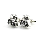 Black Silver Darth Vader Mask Helmet Dark Lord Sith Star Wars Men's Cufflinks