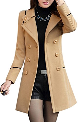 MaliDak Women's Fashion Winter Dress-Coats Slim Long Woolen Pea Coat CamelXL=US 8-10 MaliDak Women's Fashion Winter Dress-Coats Slim Long Woolen Pea Coat CamelXL=US 8-10