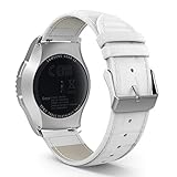 MoKo Band Compatible for Samsung Gear S2 Classic/Galaxy Watch 42mm, Leather Crocodile Pattern Replacement Strap for Gear S2 Classic SM-R732/R735/Gear Sport/Moto 360 2nd Gen/forerunner 645 music, WHITE