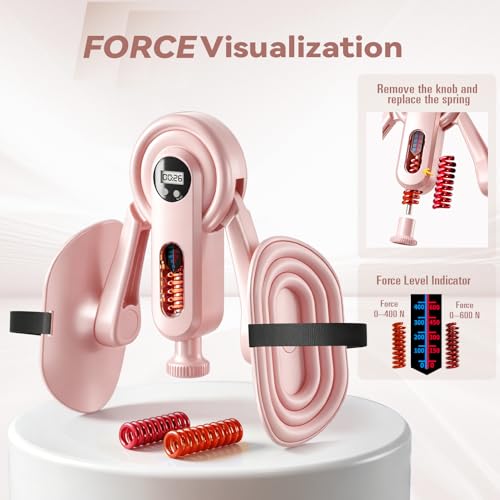 Ejercitador de Muslos Internos, Ejercitador de Suelo Pélvico para Mujere Hombre,0–60 kg Ajustable, Kegel Ejercitador de Piernas con Correas Fijas,Maquina en Casa para Brazos, Muslos y Caderas