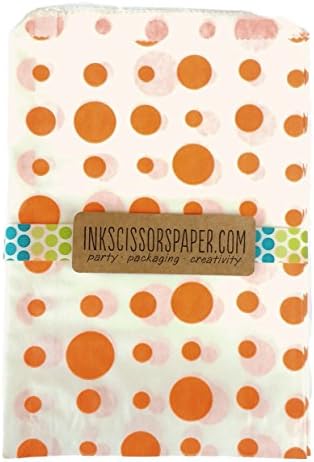 Party Favor Bags 100 count 5x7 Treat Craft Bags Favor Food Paper Bags Party Wedding Birthday Decoration (Orange Dot)