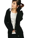 Halife Women's Hooded Knitted Sweater Belted Open Front Cardigan Sweater