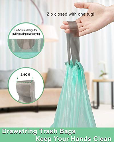 1.2 Gallon Small Trash bags Drawstring Trash Bags, 125 pack compostable car trash bags, Fit 4.5-6 liters Strong Garbage Bags, Bathroom Trash Can Bin Liners, Small Plastic Bags for home office White