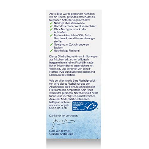 Arctic Blue Omega 3 Fischöl â 250 ml flüssig â MSC-Zertifiziert - hochdosiert mit DHA, EPA und Vitamin D â ohne AufstoÃen oder Fischgeruch â arktisches Fischöl â Orangengeschmack – Bild 7