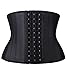 YIANNA Women's Classic Underbust Latex Sports Girdle Short Torso Waist Training Corsets for Weight Loss Hourglass Body Shaper Fat Burner, YA110299-Black-XS