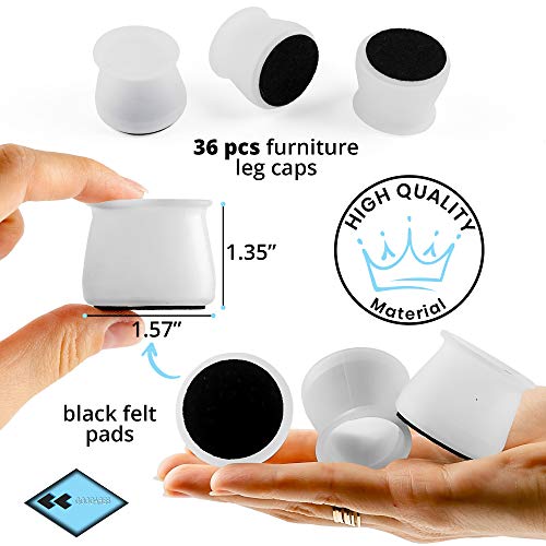 Chair Leg Caps Protection Set 36 Pcs Silicone Protectors Pads Covers