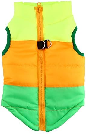 Idepet Pet Dog Cat Coat with Leash Anchor Color Patchwork Padded Puppy Vest Jacket Teddy Chihuahua Costumes Pug Cloth XS S M L
