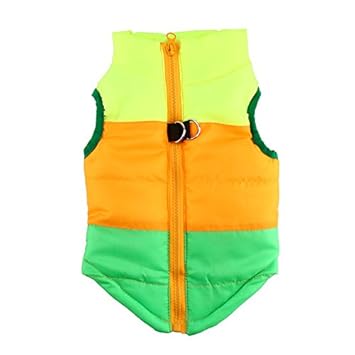 idepet (TM) Haustierweste, für Hunde / Katzen, Mantel mit Leinenbefestigung, Patchworkdesign, gepolsterte Weste / Jacke, Chih