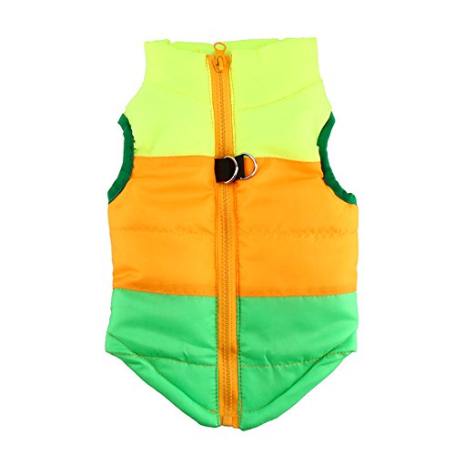 Idepet Pet Dog Cat Coat with Leash Anchor Color Patchwork Padded Puppy Vest Jacket Teddy Chihuahua Costumes Pug Cloth XS S M L — image 1