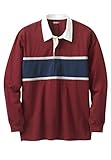 Kingsize Men's Big & Tall Cotton Long-Sleeved Chest Stripe Rugby Polo