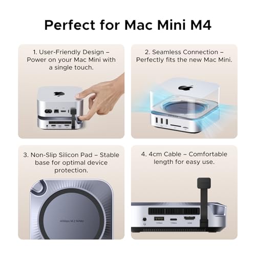 UGREEN 40Gbps Mac Mini M4 Dock with NVMe SSD Enclosure (Up to 8TB), 10-Port Hub & Stand with 5x 10Gbps USB-A/C, Up to 8K HDMI, SD/TF 4.0, 3.5mm Audio,Cooling Fan, Seamless Fit for Mac Mini M4/M4 Pro