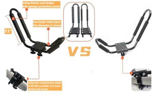 A01 Kayak Roof Rack for SUV Car Top Roof Mount Carrier J Cross Bar Canoe Boat (1 Pairs)