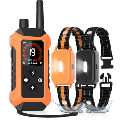 Dog Shock Collar with Light 2 Pack (5–150Lbs), 4400FT Waterproof 2 Dog Training Collar with Remote Control 5 Training Modes Rechargeable Electric Dog Collar, E Collars for Small Medium Large Dogs