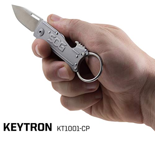 SOG Keychain Pocket Knife with Bottle Opener Keychain Ring Keytron