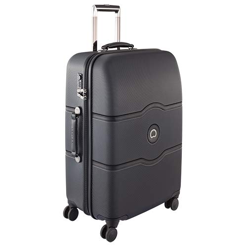 DELSEY Paris Chatelet Hardside Luggage with Spinner Wheels, Black, CheckedMedium 24 Inch, with