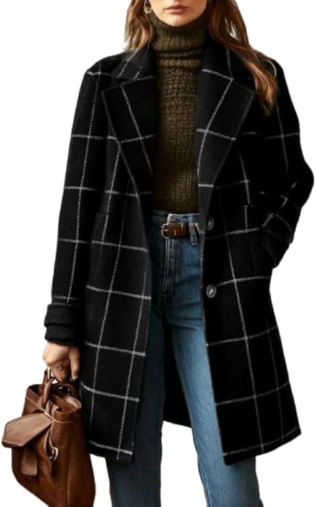 Amazon.com: SOMTHRON Women's Plaid Trench Coat Oversize Double