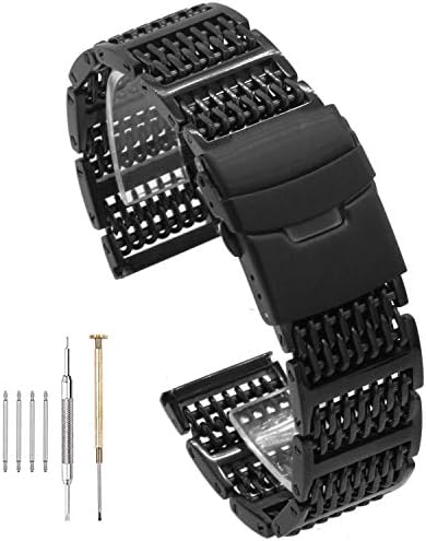 20/22/24mm 6H-Link Shark Stainless Steel Mesh Strap Wrist Watch Band Heavy Duty Diving Watch Strap Mens