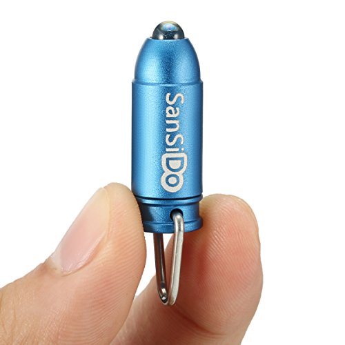 SanSiDo Bullet Mini LED Flashlight LED Flashlight 50 Lumens Smallest Flashlight Pocket Flashlight Keychain Flashlight key ring flashlight Miniature Key Ring Lighter (Blue)