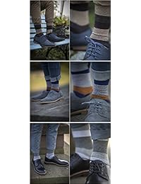 Marino paquete de 5 pares de calcetines de vestir con patrones estampados de moda, de algodón, para hombre