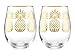 Elegant Home Personalized Gift Set of Two 19 Oz. Stemless Red Or White Wine Glass - Unique Novelty - Gag Gift - Great For Wedding, Couples, Anniversary & Housewarming Gift (Pineapple Gold)