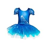 Jastore Girls Princess Crystal Shoes Print Dance Dress Ballet Leotard Tutu Dress