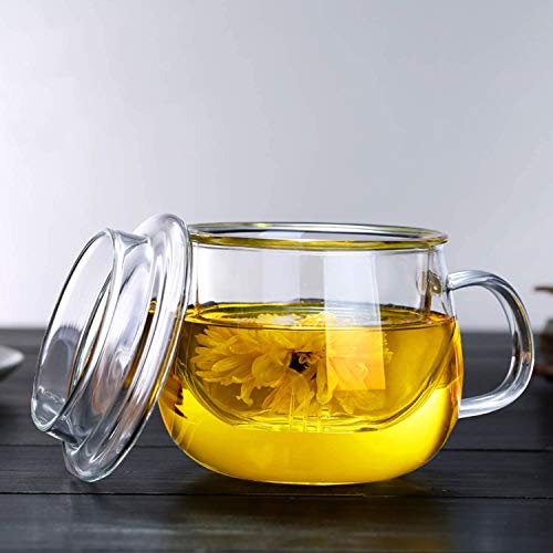 Teetasse aus Glas mit Teesieb, 340 ml, Borosilikatglasbecher, langlebig, hitzebeständig, geeignet für Tee, Getränke, Eiskaffee, 1 Stück (1er Pack) – Bild 4