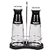 CucinaPro Olive Oil and Vinegar Infuser Bottle Dispenser Set of 2- Glass Dual Cruet Set (10 oz) w Built In Filter for Infusion and Clean Pouring- Storage Rack and Olive Oil/Vinegar Recipes Included