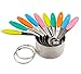 Marked Measures 10 Pcs Stainless Steel Measuring Cups and Spoons Set by CHOICE@HOME-Polished Stackable Set with 2 Rings Holder and Colorful Silicone Handles-Accurate Measurement for Cooking or Baking
