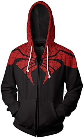 Superhero Hoodie Halloween Spider Cosplay Costume Fashion Hooded Coat for Unisex Adult