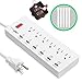 FlePow 6-Outlet Power Strip 1625W/13A 5.9ft Cord Home/Office Surge Protector with 6 USB Charging Ports (5V/2.4A*2 and 5V/1A*4) for Smartphones and Tablets