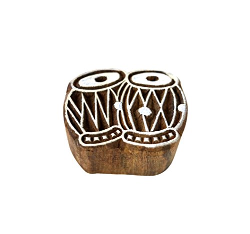 Hashcart Musical Instruments Hand-Carved Designed Wooden Blocks for Printing and Stamping