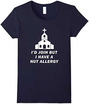 Women's FUNNY ATHEIST NON RELIGOUS T SHIRT Church's full of Nuts Large Navy