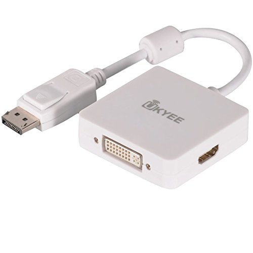 Display Port to VGA HDMI DVI Adapter 3-in-1 Converter, UKYEE DP to DVI-i HDMI VGA Adapter 1080P Male to Female Spplitter for Dell HP Lenovo Asus HDTVï¼ˆDisplayPort to DVI HDMI VGA Converter)