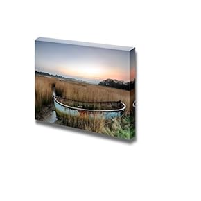 Rusty Old Abandoned Shipwrecked Boat in Reeds in The Backwaters of Poole Harbour in Dorset - Canvas Art Wall Art - 12" x 18"