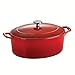 Tramontina 80131/052DS Enameled Cast Iron Covered Oval Dutch Oven, 7-Quart, Gradated Red