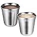 Stainless Steel Espresso Cups - Set of 2 Double Walled 5.5 Ounce Coffee Glasses, Elegant Gift for Connoisseurs - Unbreakable, No Metal Taste Demitasses Last a Lifetime - Thermally Insulated