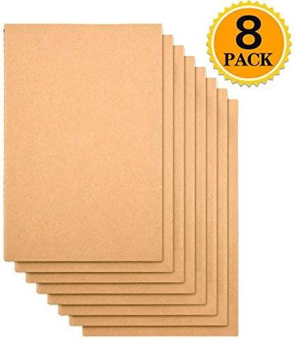 Zealor 8 Pack Notebook Journals for Travelers Kraft Brown Cover Notepad, A5 Size, 30 Sheets/ 60 Lined Pages
