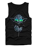 SODAtees Star Wars DJ Master YODA Men's TANK TOP Shirt headphones Music Club Party - Black-Grn - Medium