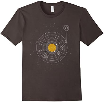 Mens Vinyl Record Solar System Space T-Shirt Large Asphalt