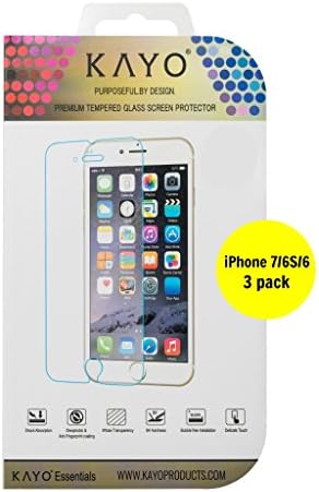 iPhone 7 Screen Protector Glass,KAYO iPhone 7/6S/6 Tempered Glass Screen Protector+Free Applicator 0.26mm [Scratch-Resistant][HD Clarity][Bubble-Free]for Apple iPhone 7,iPhone 6S,iPhone 6 (Glass -3PK)