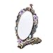 MOIOM Vintage Style Foldable Oval Peacock Pattern Makeup Hand/Table Mirror (Bronze)
