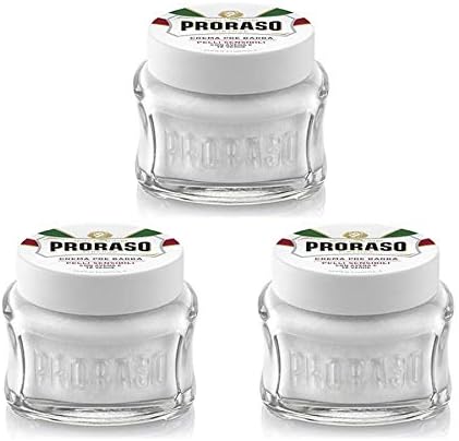 Triple Pack - Proraso Anti Irritation Pre Shave Cream | Super Formula | 3 x White 100ml Jar in Box