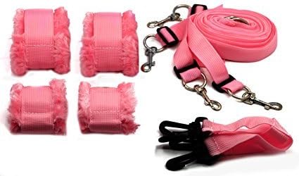 Adjustable Restraints Bondage Kit with Wrist Ankle Handcuffs Strap for Fetish BDSM Sex Play(Pink)