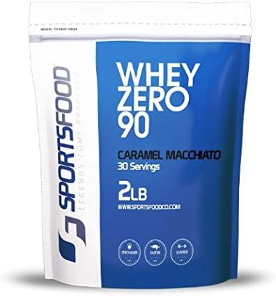 Sports Food Whey Zero 90 Protein Isolate (Caramel Macchiato, 2 lbs) 90% Protein, ZERO Fat &amp; 0.4g Carbs, ZERO Sugar, NO BCAA SPIKING