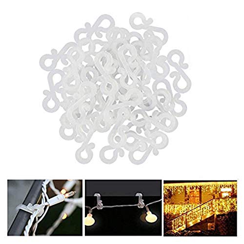 JoGoi 100pcs Pieces Christmas Light Clips Hooks for Gutters Guards Christmas String Lights Hanging