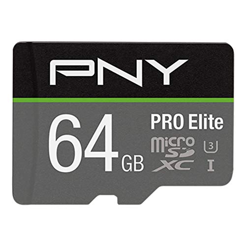 PNY 64GB Pro Elite U3 V30 A1 microSDXC Carte Memoire Flash + Adaptateur