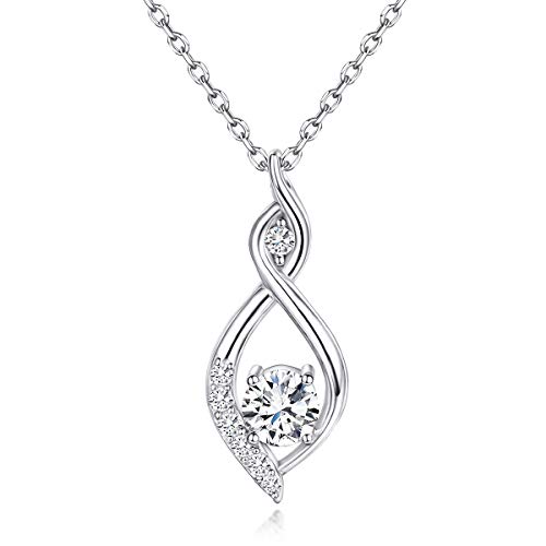 Necklaces for Women 925 Sterling Silver Necklace Infinity Love Pendant CZ Diamond Necklace Women Jewelry Gift (A-Silver)